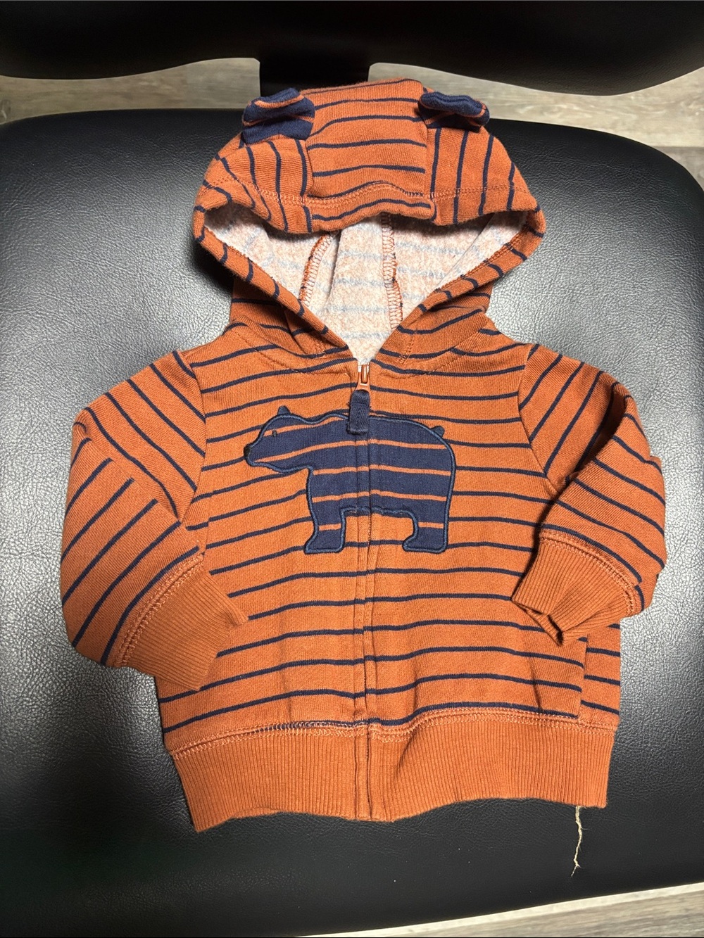 Carter's Orange & Navy Striped Bear Hoodie